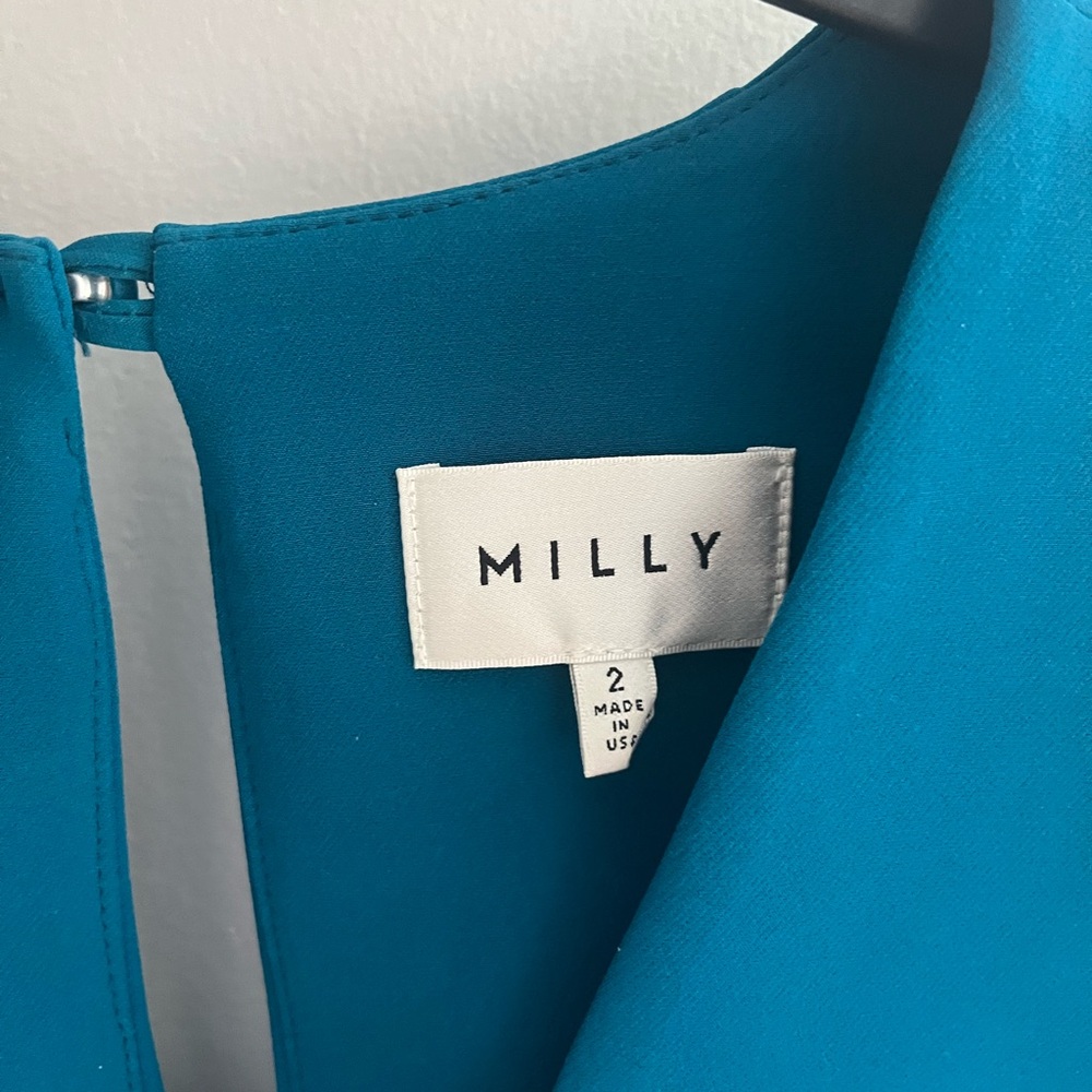 Beautiful Milly dress in turquoise blue with big sleeves, never worn.